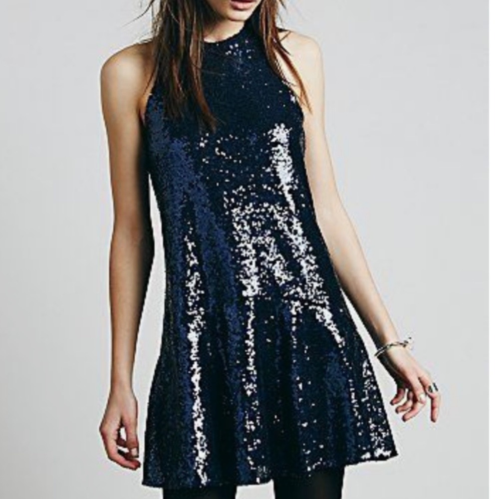 Free People red liquid shine party dress